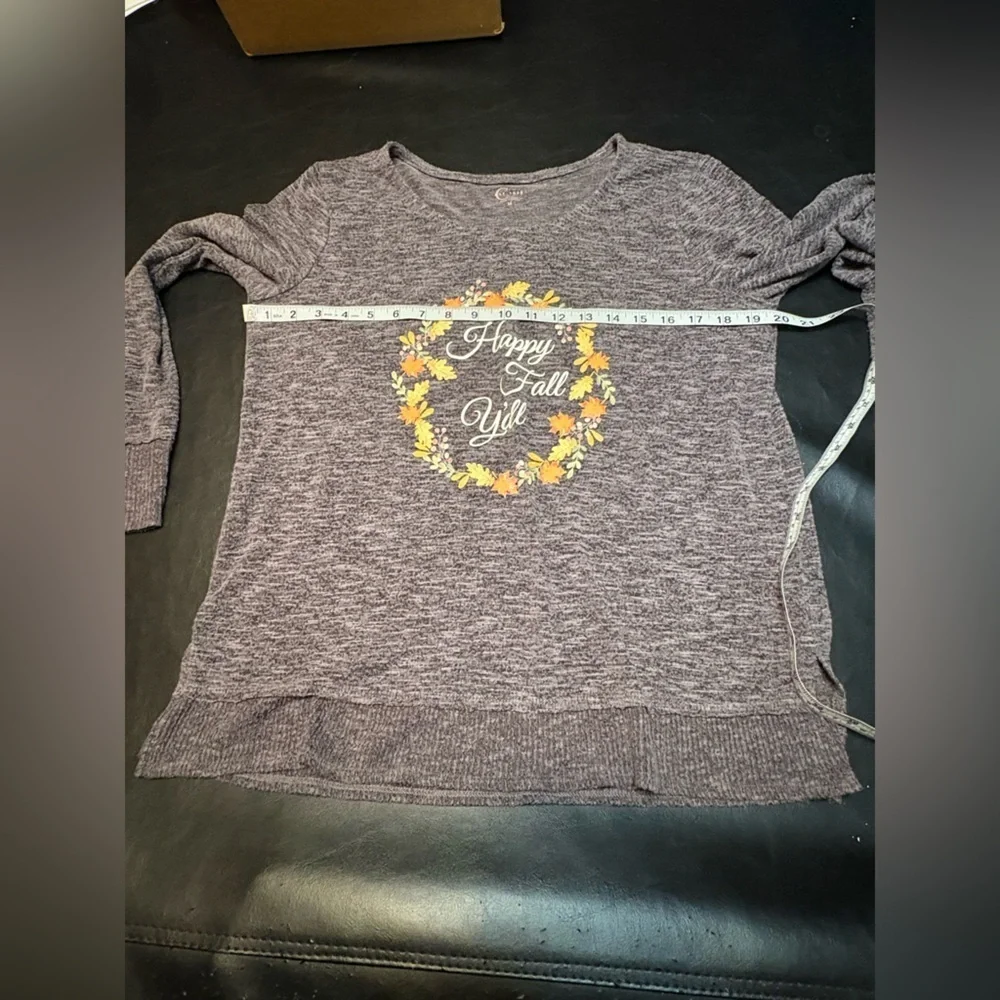 Cato Charcoal Lightweight Long Sleeve 'Happy Fall Y'all' Sweater